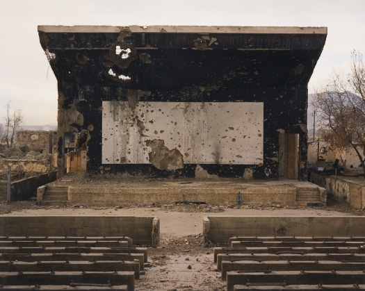 Bullet-scarred outdoor cinema at the Palace of Culture in the Karte Char district of Kabul - Simon Norfolk
